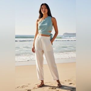 La Bikineria Blue asymmetrical one shoulder wrap top woman’s S/M